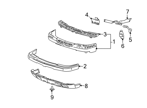 2004 Chevy Avalanche 2500 Bumper & Components - Front Diagram