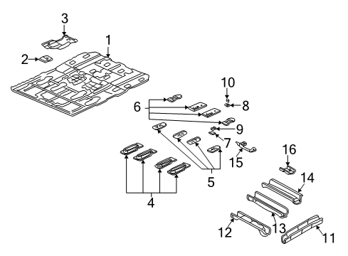 2005 Pontiac Aztek Floor & Rails Diagram