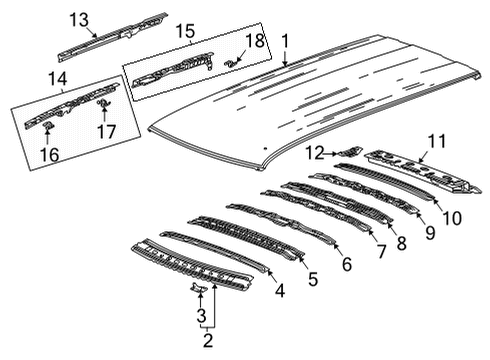 2024 Chevy Suburban Roof & Components Diagram