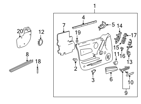 2008 Pontiac Grand Prix Pull Handle Cover, Front Passenger Side Diagram for 10369582