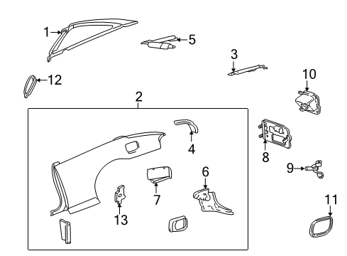 2002 Pontiac Sunfire Rail Extension, Outer Driver Side Diagram for 22665094