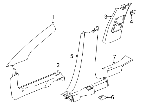 2024 Chevy Equinox EV Interior Trim - Pillars Diagram
