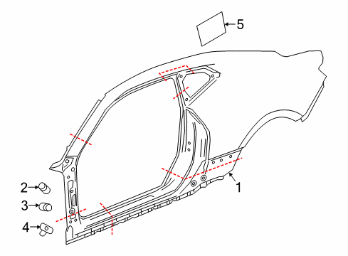 2023 Chevy Camaro Fender Mounting Bracket, Front Diagram for 22987055