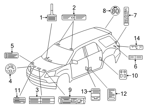 2010 Chevy Traverse Information Labels Diagram