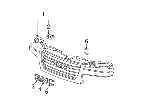 2006 GMC Canyon Grille & Components Diagram