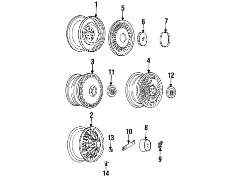1993 Cadillac Fleetwood Spare Wheel Diagram for 9591766