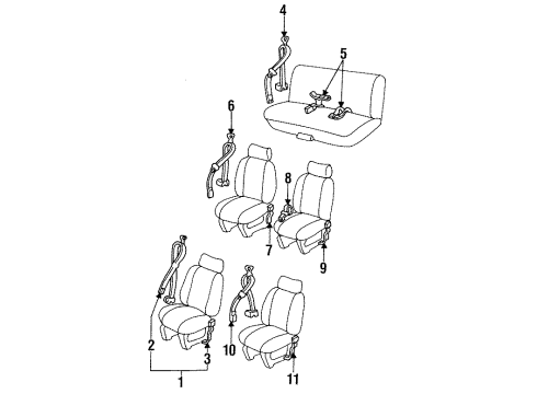 1992 Pontiac Trans Sport Outer Belt, Driver Side Diagram for 12522945