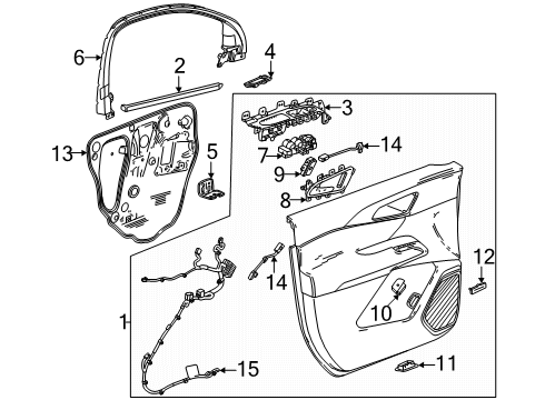 2025 Chevy Traverse Interior Trim - Front Door Diagram
