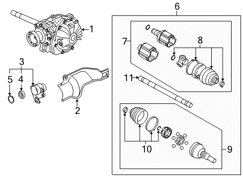 2007 Cadillac SRX Bearing Retainer Diagram for 88996676