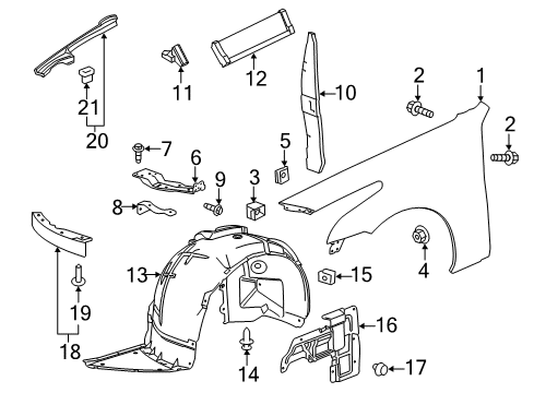 2018 Cadillac CTS Fender & Components Diagram