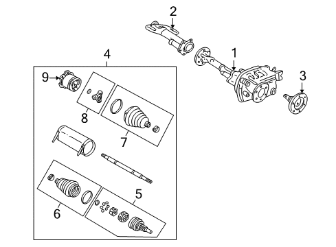 2009 Hummer H2 Differential Assembly, Front Diagram for 25931556