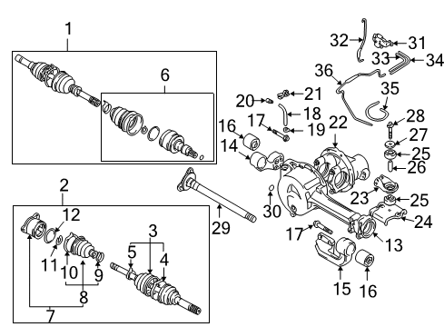2003 Chevy Tracker Front Axle & Carrier Diagram