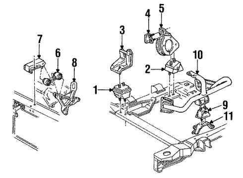 1995 Pontiac Grand Prix Engine & Trans Mounting Diagram 2 - Thumbnail