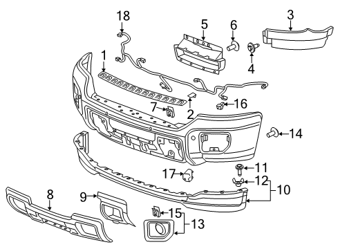 2015 GMC Sierra 2500 HD Bumper & Components - Front Diagram 2 - Thumbnail