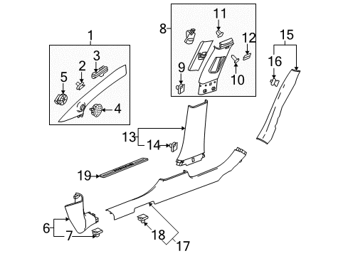 2015 Buick LaCrosse Interior Trim - Pillars Diagram