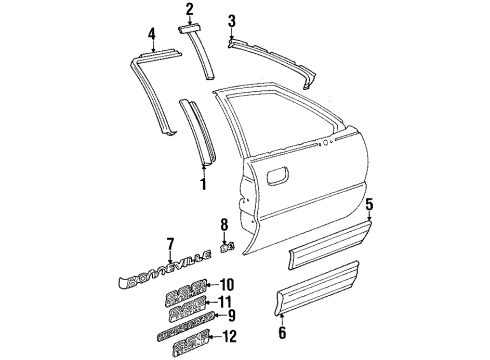 1997 Pontiac Bonneville Exterior Trim - Front Door Diagram