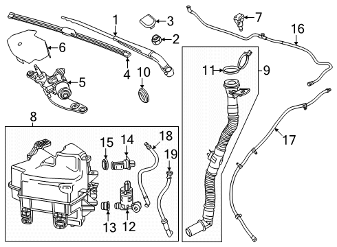 2025 Cadillac OPTIQ Wiper & Washer Components Diagram