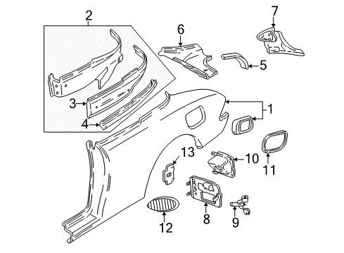 1998 Pontiac Sunfire Tail Lamp Pocket, Passenger Side Diagram for 22604768