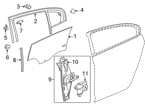 2012 Buick Regal Window Motor, Rear Passenger Side Diagram for 22836739