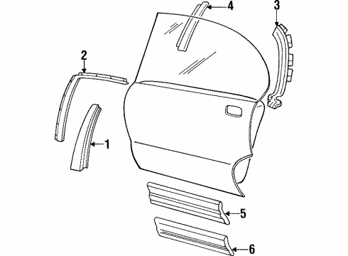 1997 Pontiac Bonneville Exterior Trim - Rear Door Diagram