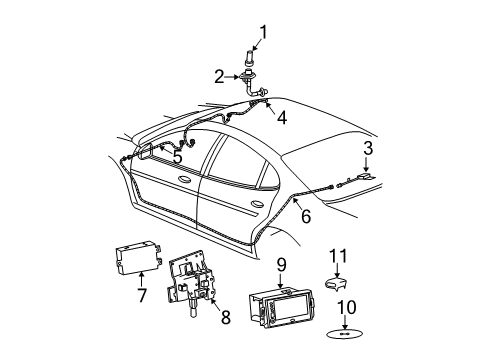 2007 Pontiac Grand Prix Antenna Mast Diagram for 20842596