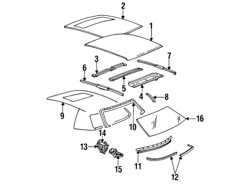 1996 Cadillac Fleetwood Front Bow Diagram for 12525069