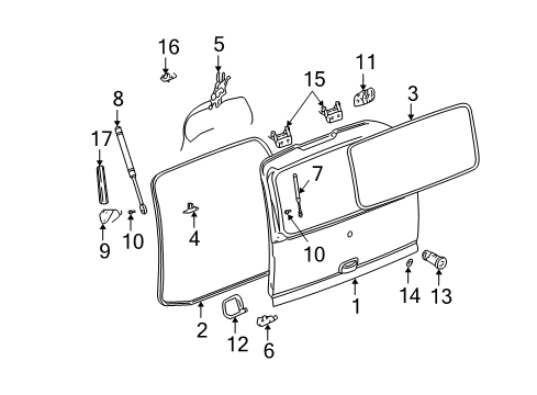 2006 Chevy Suburban 2500 Gate & Hardware Diagram