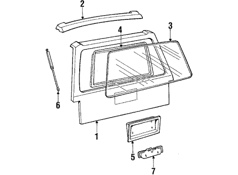 1985 Pontiac J2000 Sunbird Tail Gate Diagram
