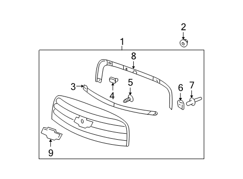 2006 Chevy HHR Grille & Components Diagram