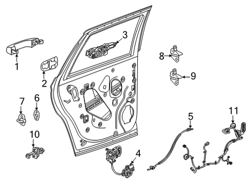2023 Cadillac Escalade ESV Latch Assembly-Rear Side Door Diagram for 13558547