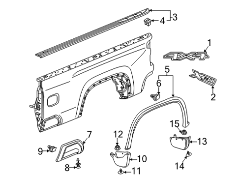 2025 GMC Sierra 3500 HD Exterior Trim - Pick Up Box Diagram 10 - Thumbnail