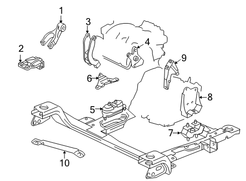 2006 Buick Terraza Engine & Trans Mounting Diagram