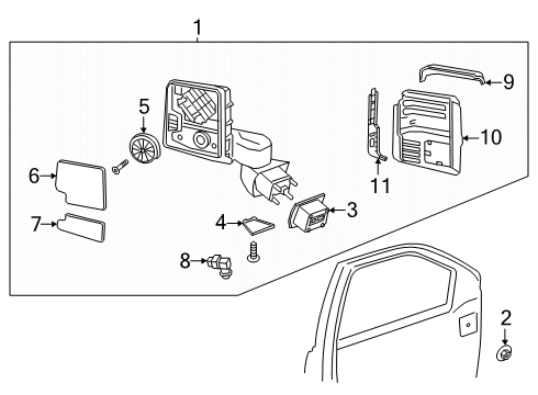2024 GMC Sierra 3500 HD Mirror, Rear View Mirror - Inside & Outside, Black Diagram for 86823993