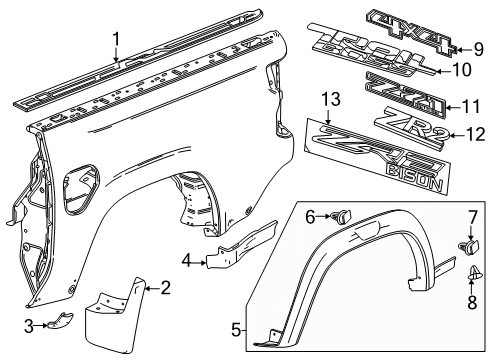 2024 Chevy Colorado Exterior Trim - Pick Up Box Diagram