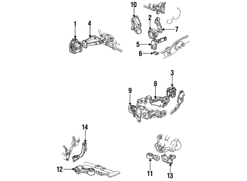 1990 Pontiac Sunbird Front Mount Bracket Diagram for 10032225