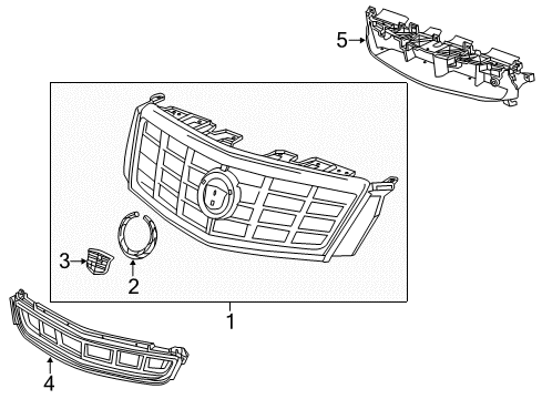 2015 Cadillac XTS Grille & Components Diagram