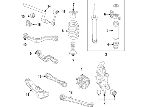 2024 Chevy Traverse Limited Shock Absorber, Rear Upper Diagram for 84557944