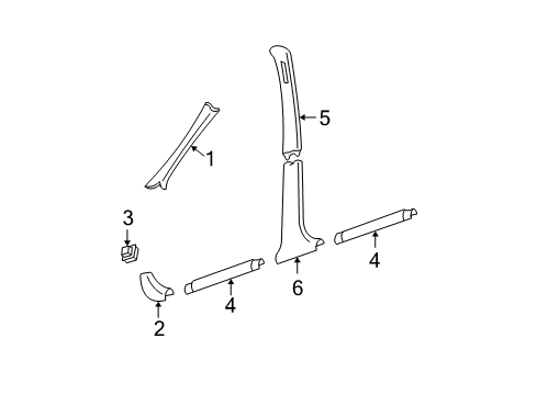 1999 Buick Regal Interior Trim - Pillars Diagram