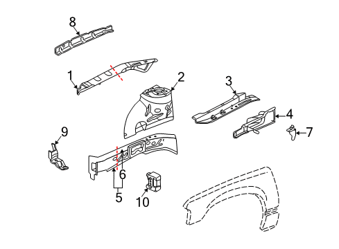 1998 Buick Park Avenue Structural Components & Rails Diagram