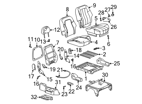 2003 Buick Rendezvous Headrest Guide, Front Diagram for 12531779