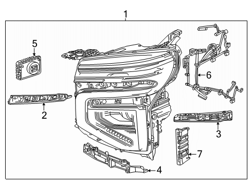 2025 Chevy Suburban Headlamp Components Diagram