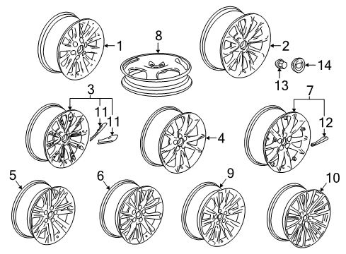 2018 Cadillac XTS Wheel Nut Diagram for 9598179