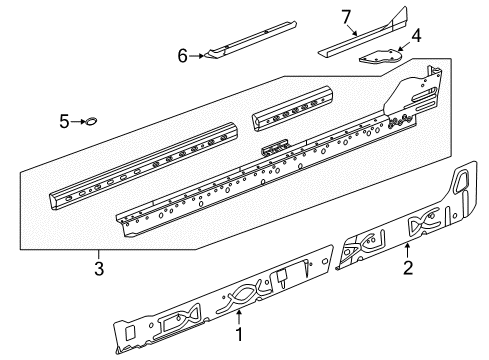 2014 Chevy Silverado 1500 Rocker Reinforcement Baffle, Passenger Side Diagram for 23490958