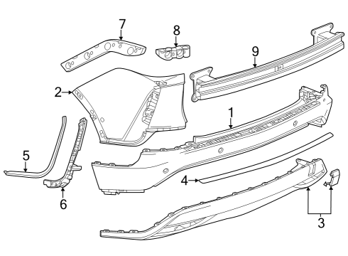 2025 Cadillac LYRIQ Bumper & Components - Rear Diagram