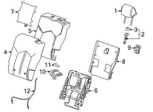 2010 Cadillac SRX Seat Back Panel, Titanium, Rear Diagram for 20779142