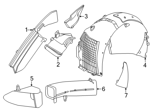 2024 Chevy Corvette Liner, Front Fender Inner Wheel House Diagram for 85007042