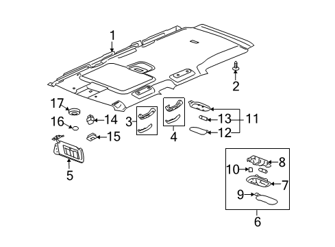 2010 Hummer H3 Interior Trim - Roof Diagram