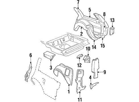 1987 Pontiac Safari Inner Components - Quarter Panel Diagram