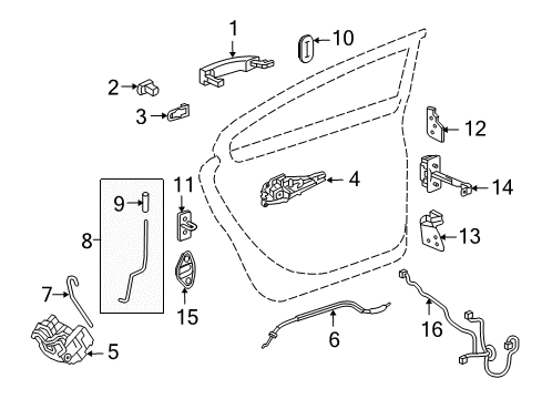 2011 Buick Regal Upper Hinge, Rear Driver Side Diagram for 13281822