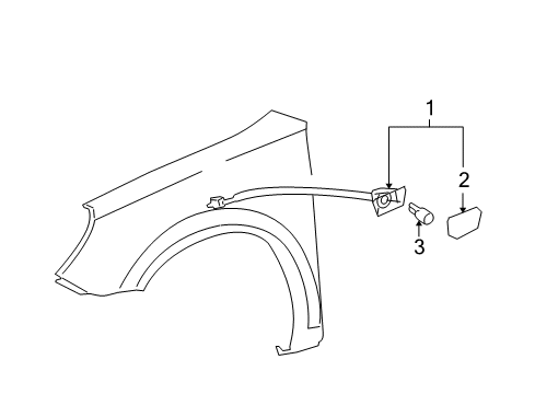 2008 Saturn Aura Signal Lamp Assembly, Driver Side Diagram for 15249471